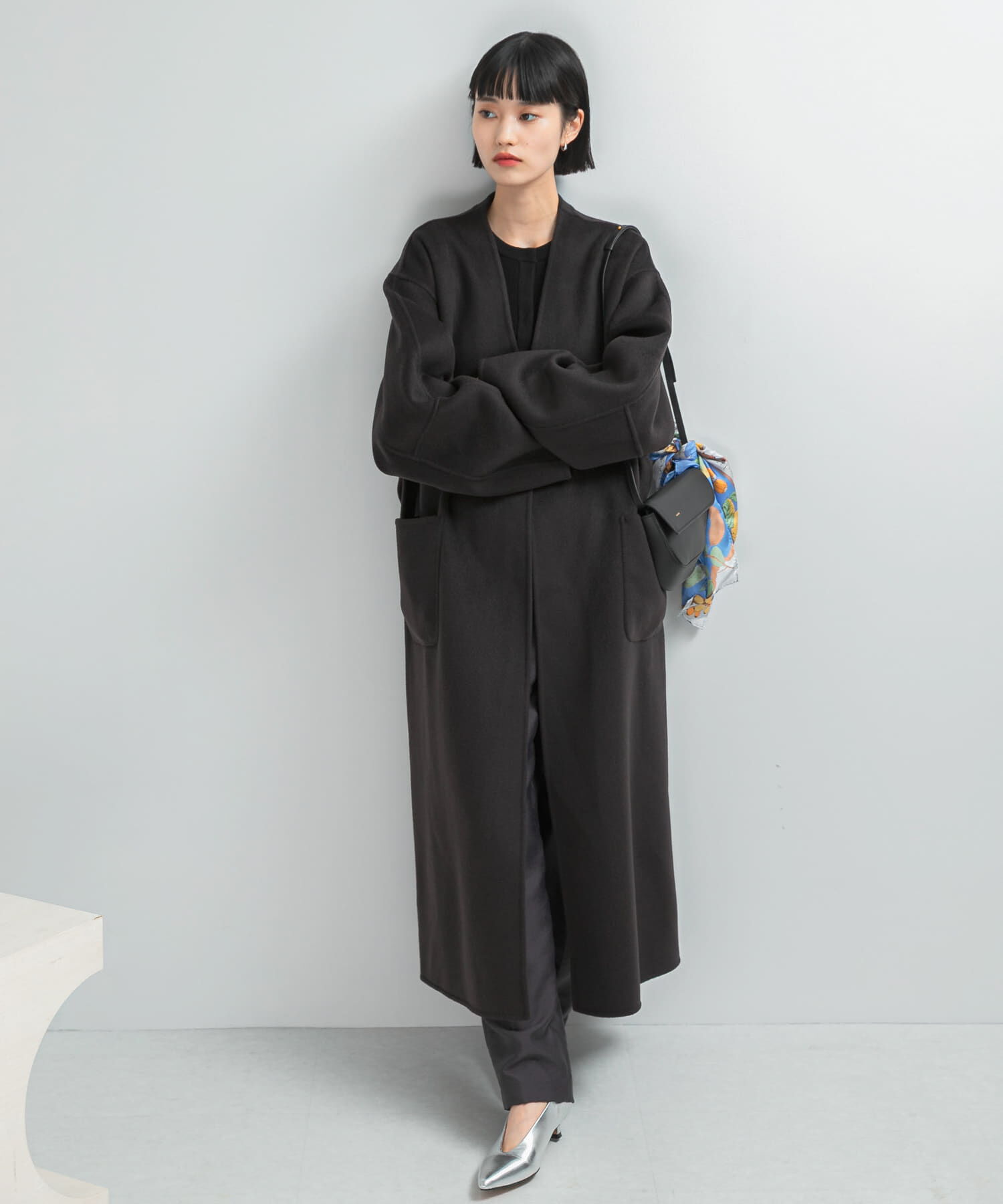 URBAN RESEARCH ROSSO「カラーレスリバーロングコート」|ノーカラーコート|