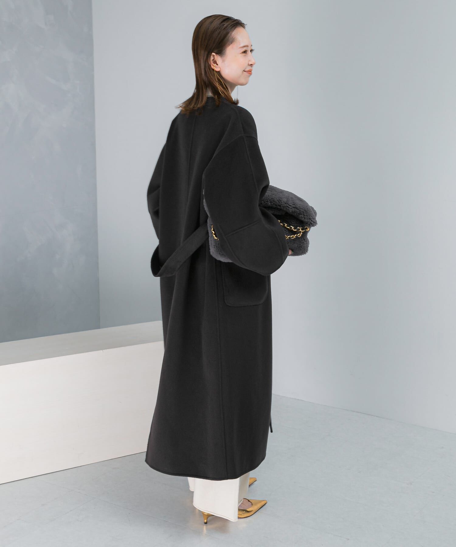 URBAN RESEARCH ROSSO「カラーレスリバーロングコート」|ノーカラーコート|