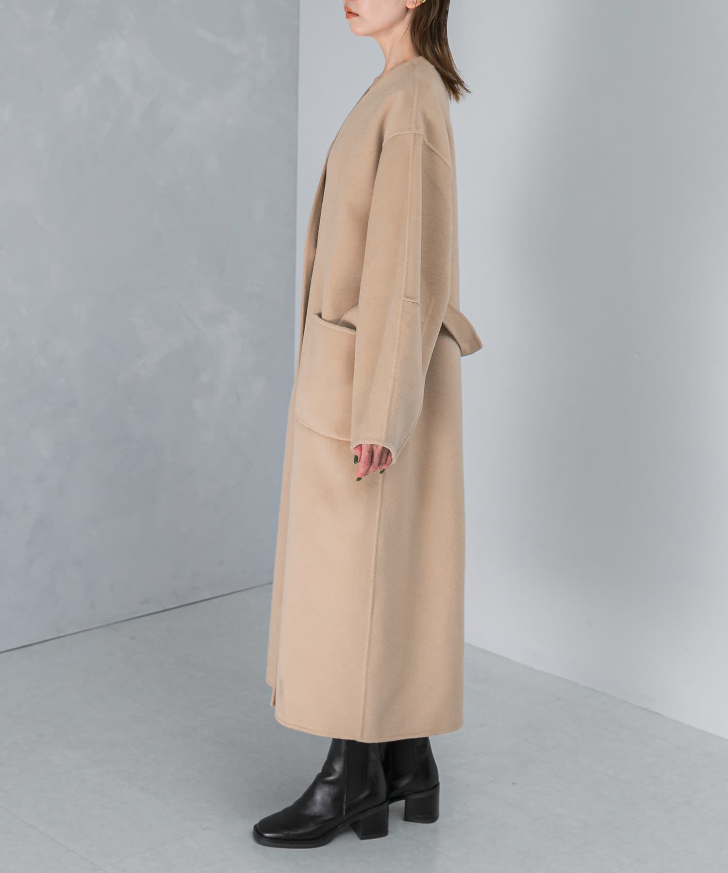 URBAN RESEARCH ROSSO「カラーレスリバーロングコート」|ノーカラーコート|