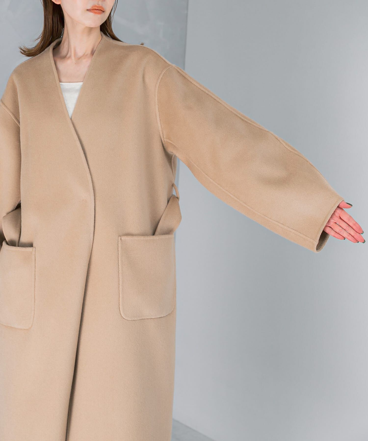 URBAN RESEARCH ROSSO「カラーレスリバーロングコート」|ノーカラーコート|