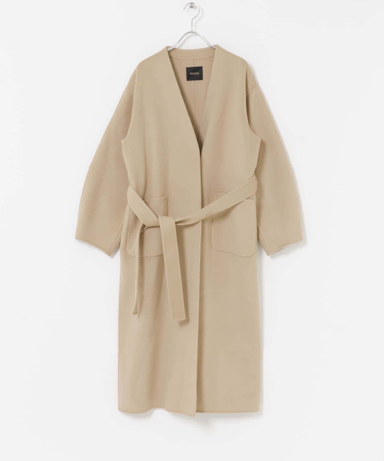 URBAN RESEARCH ROSSO「カラーレスリバーロングコート」|ノーカラーコート|