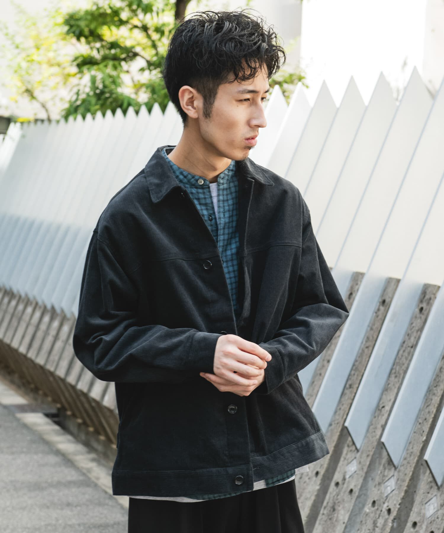 URBAN RESEARCH DOORS「コーデュロイ トラッカージャケット」|ノーカラーコート|