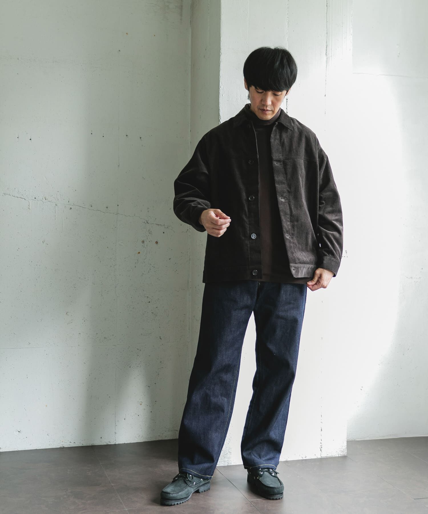 URBAN RESEARCH DOORS「コーデュロイ トラッカージャケット」|ノーカラーコート|