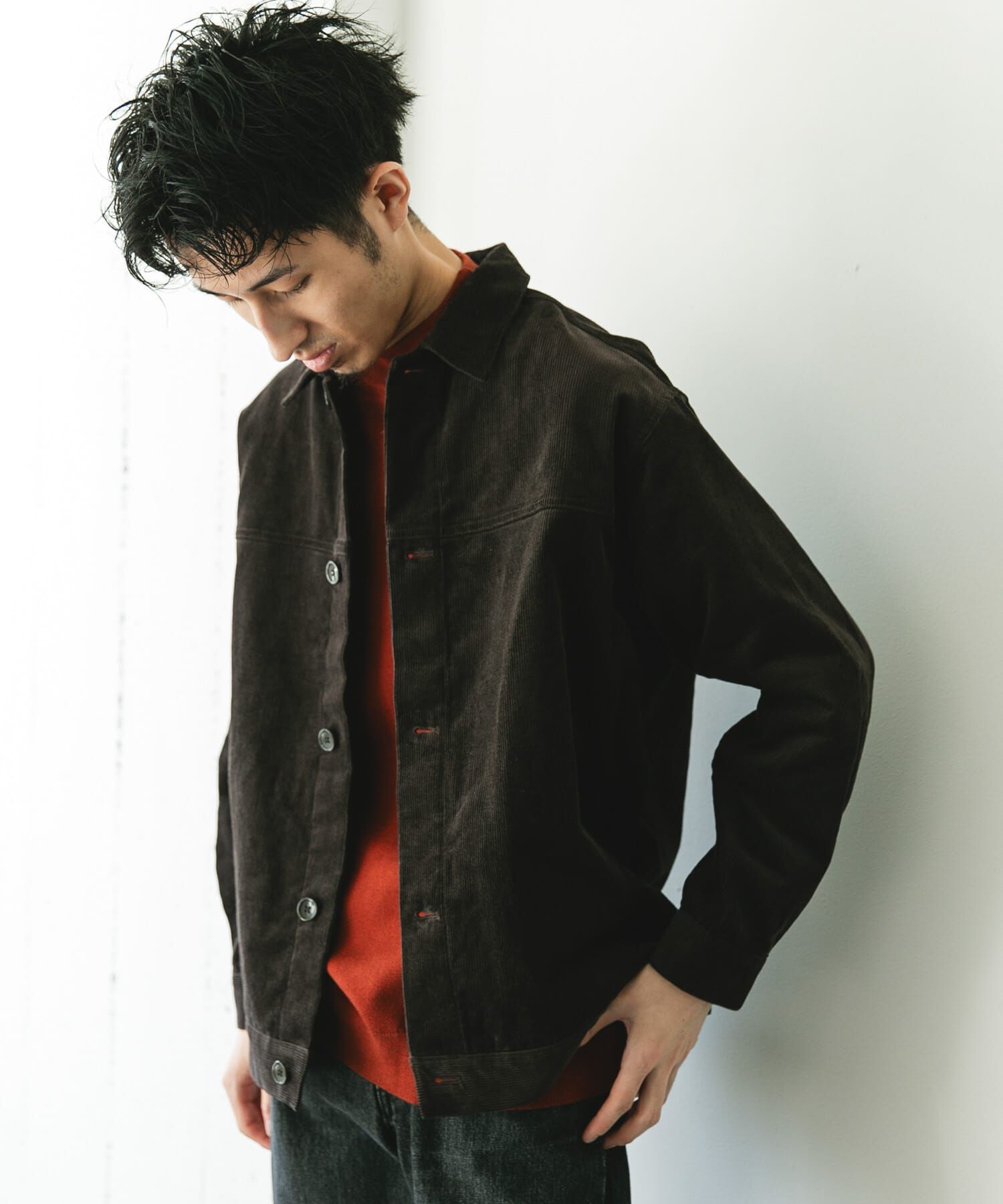 URBAN RESEARCH DOORS「コーデュロイ トラッカージャケット」|ノーカラーコート|