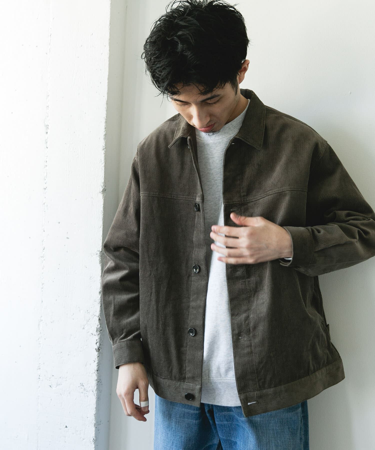 URBAN RESEARCH DOORS「コーデュロイ トラッカージャケット」|ノーカラーコート|