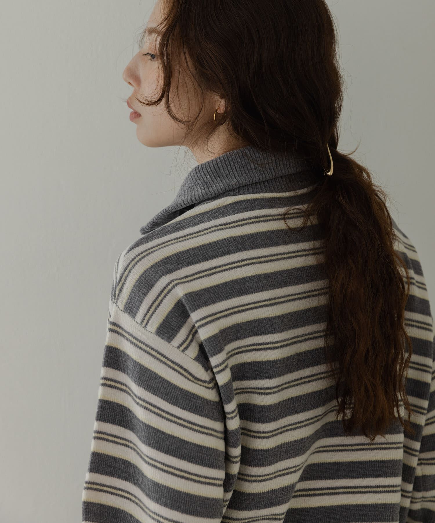 Sonny Label 「モールヤーンマルチボーダーハーフジッププルオーバー」|ニット・セーター|