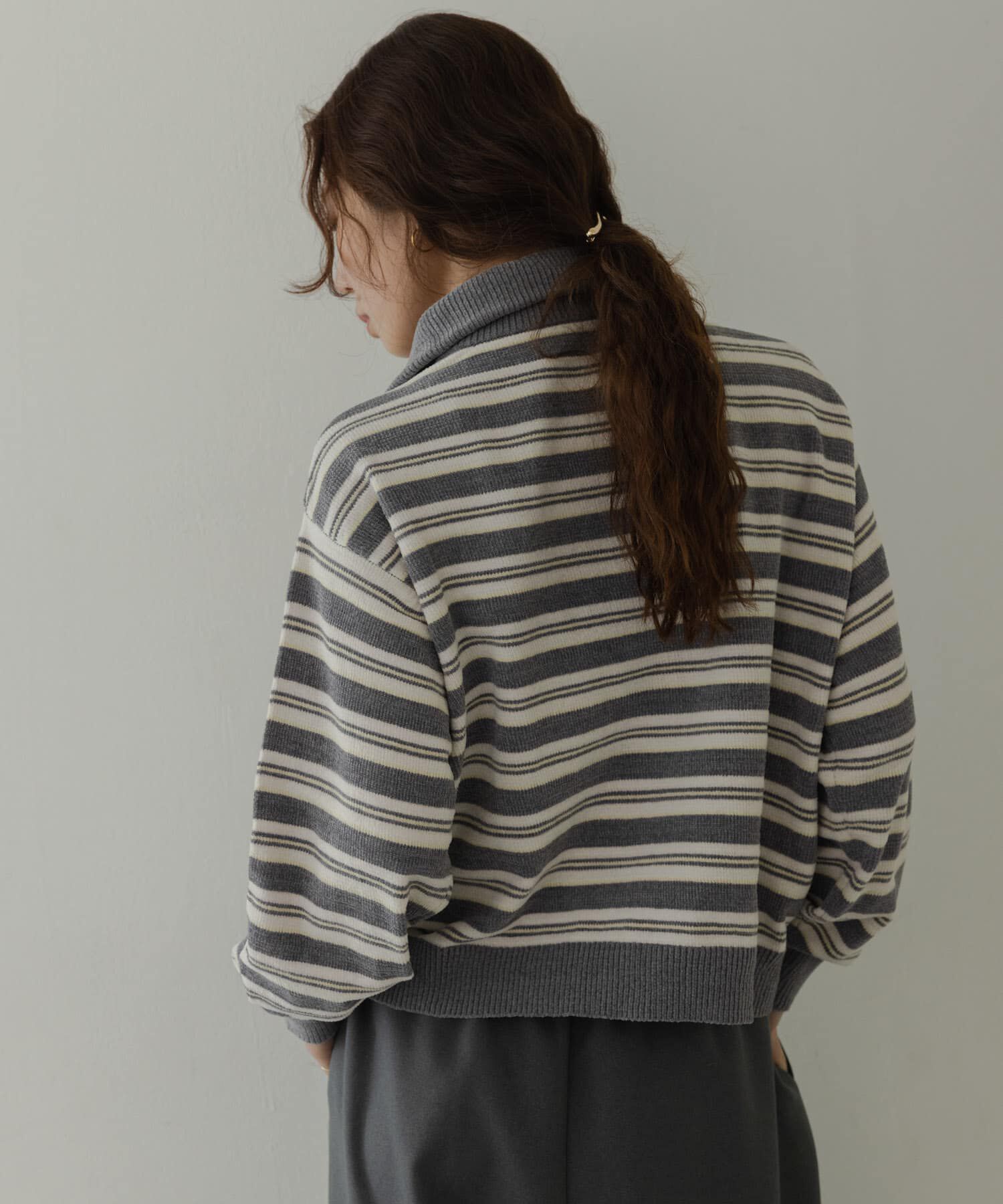 Sonny Label 「モールヤーンマルチボーダーハーフジッププルオーバー」|ニット・セーター|