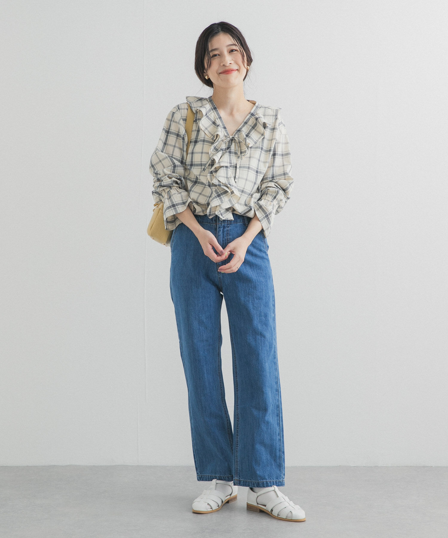 URBAN RESEARCH DOORS「チェックフリルブラウス」|シャツ・ブラウス|