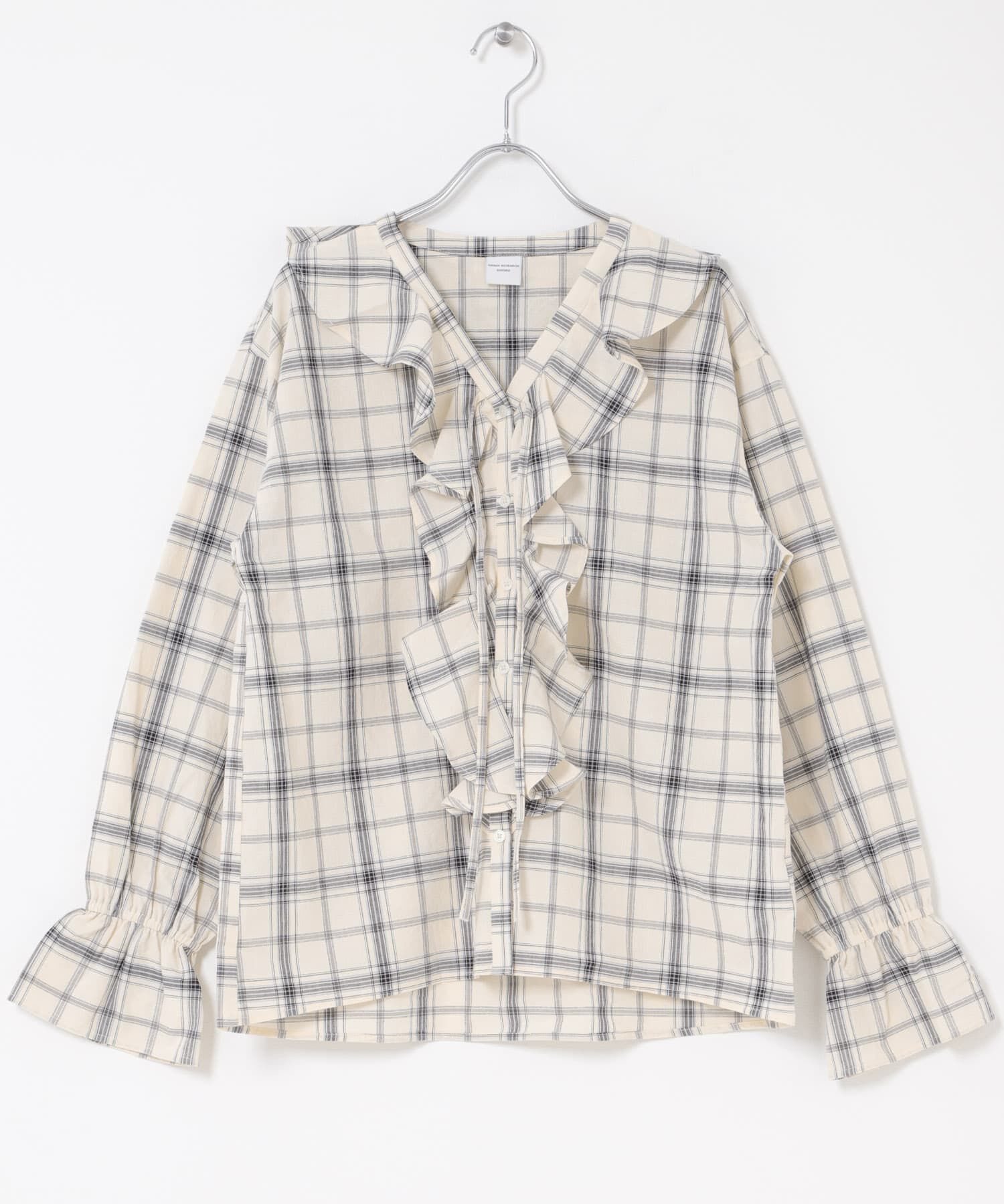 URBAN RESEARCH DOORS「チェックフリルブラウス」|シャツ・ブラウス|