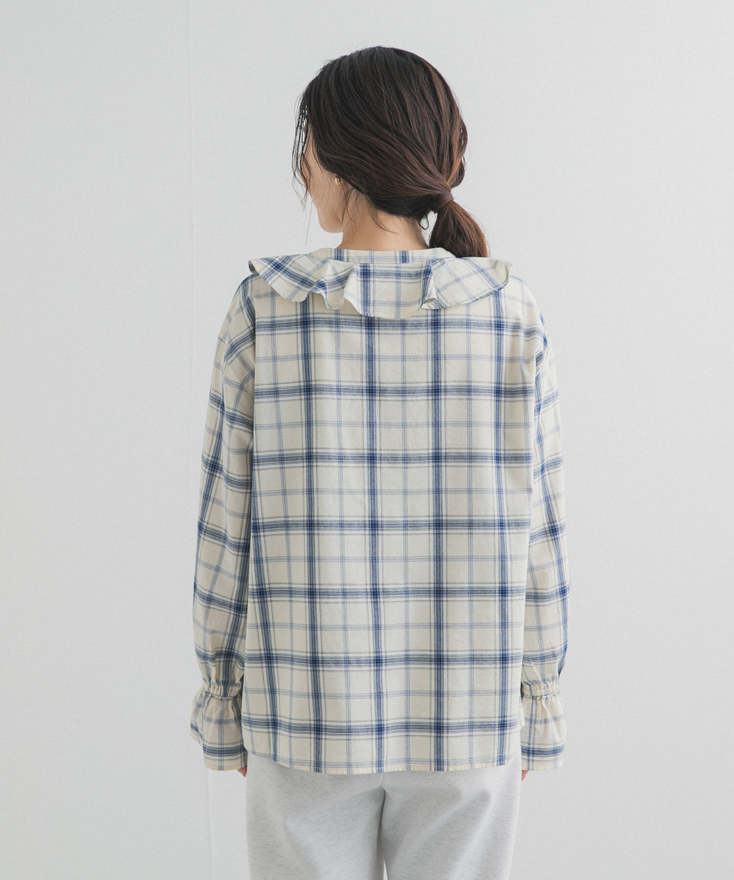 URBAN RESEARCH DOORS「チェックフリルブラウス」|シャツ・ブラウス|