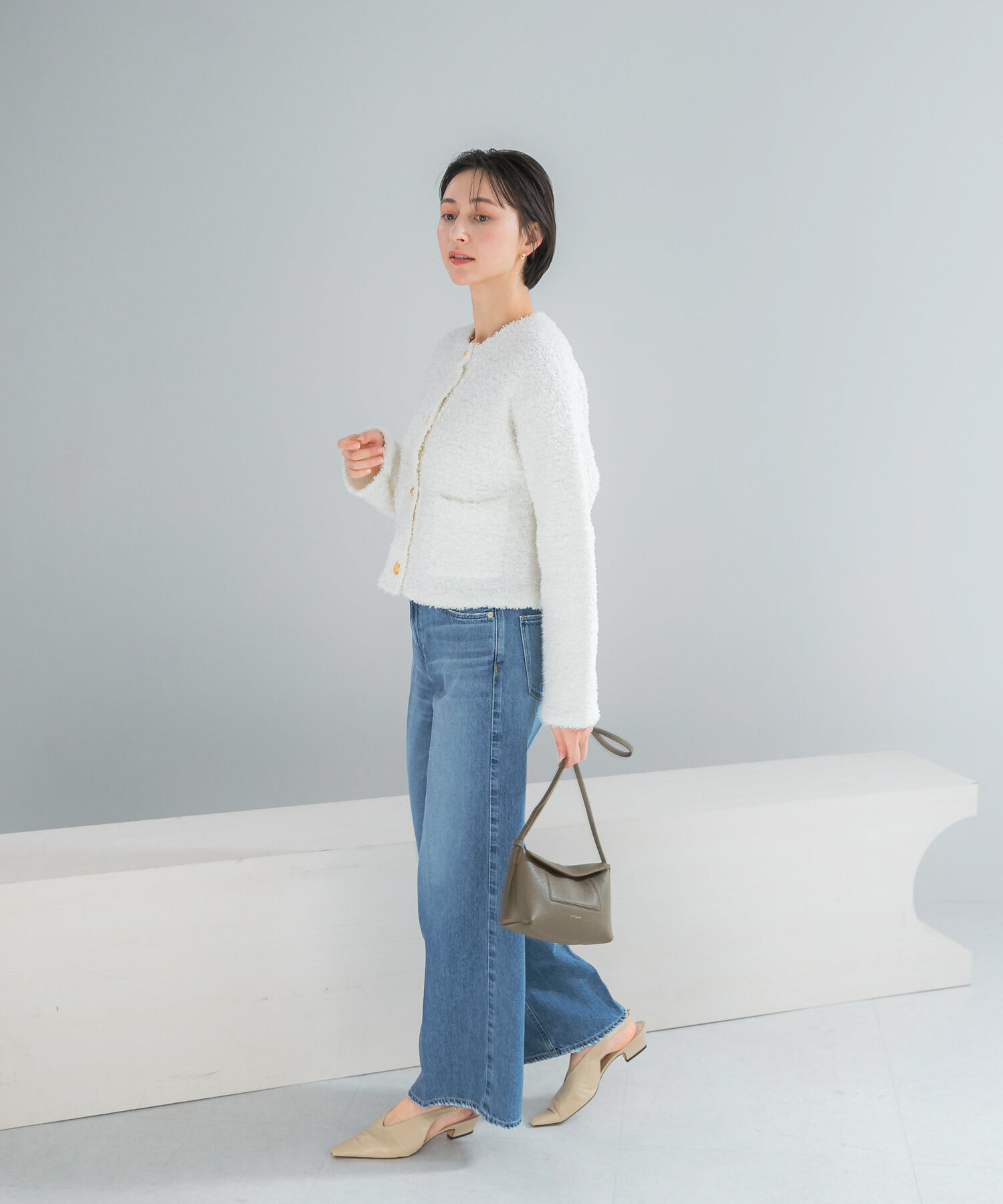 URBAN RESEARCH ROSSO「ニットツイードショートカーディガン」|カーディガン|