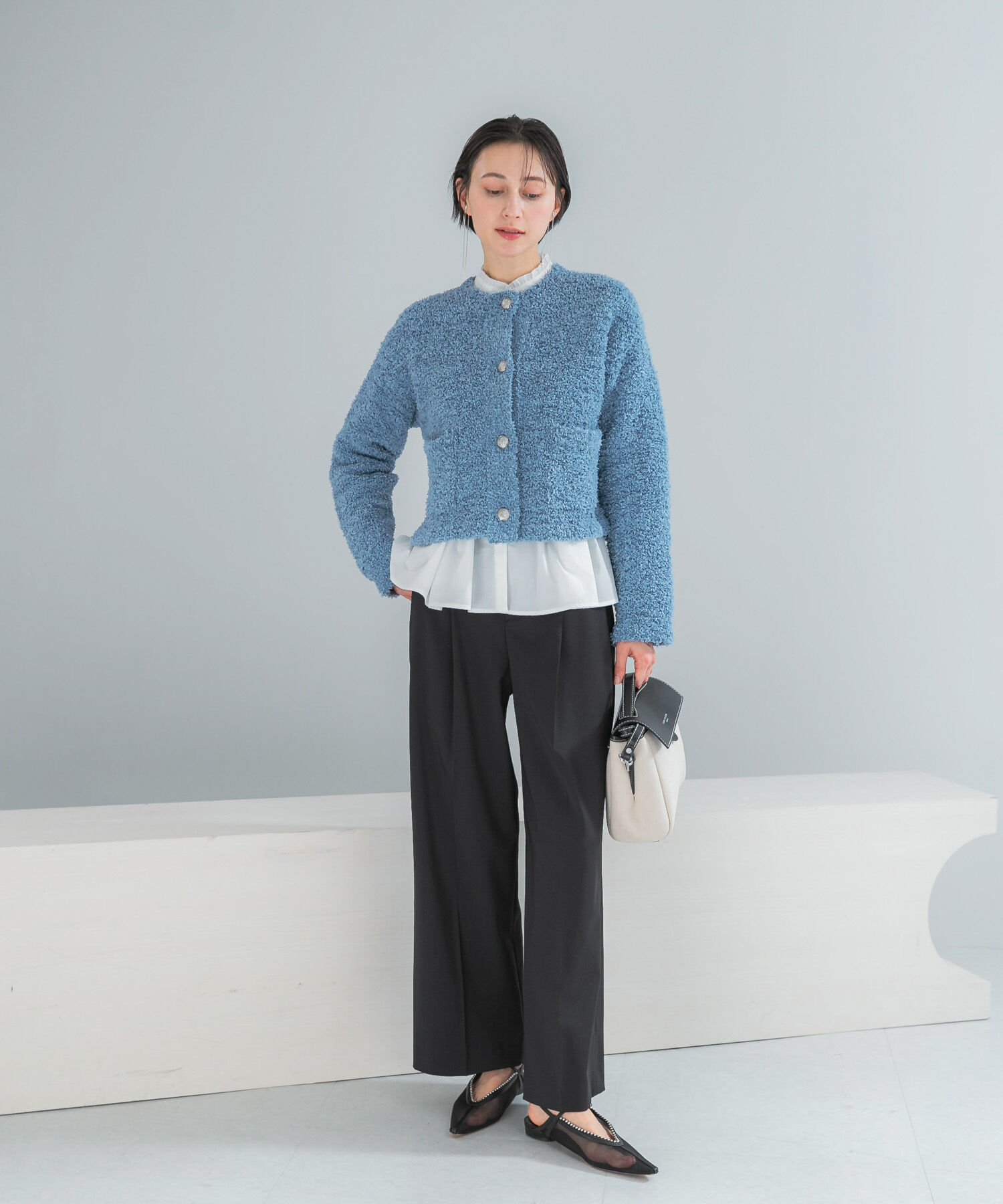 URBAN RESEARCH ROSSO「ニットツイードショートカーディガン」|カーディガン|