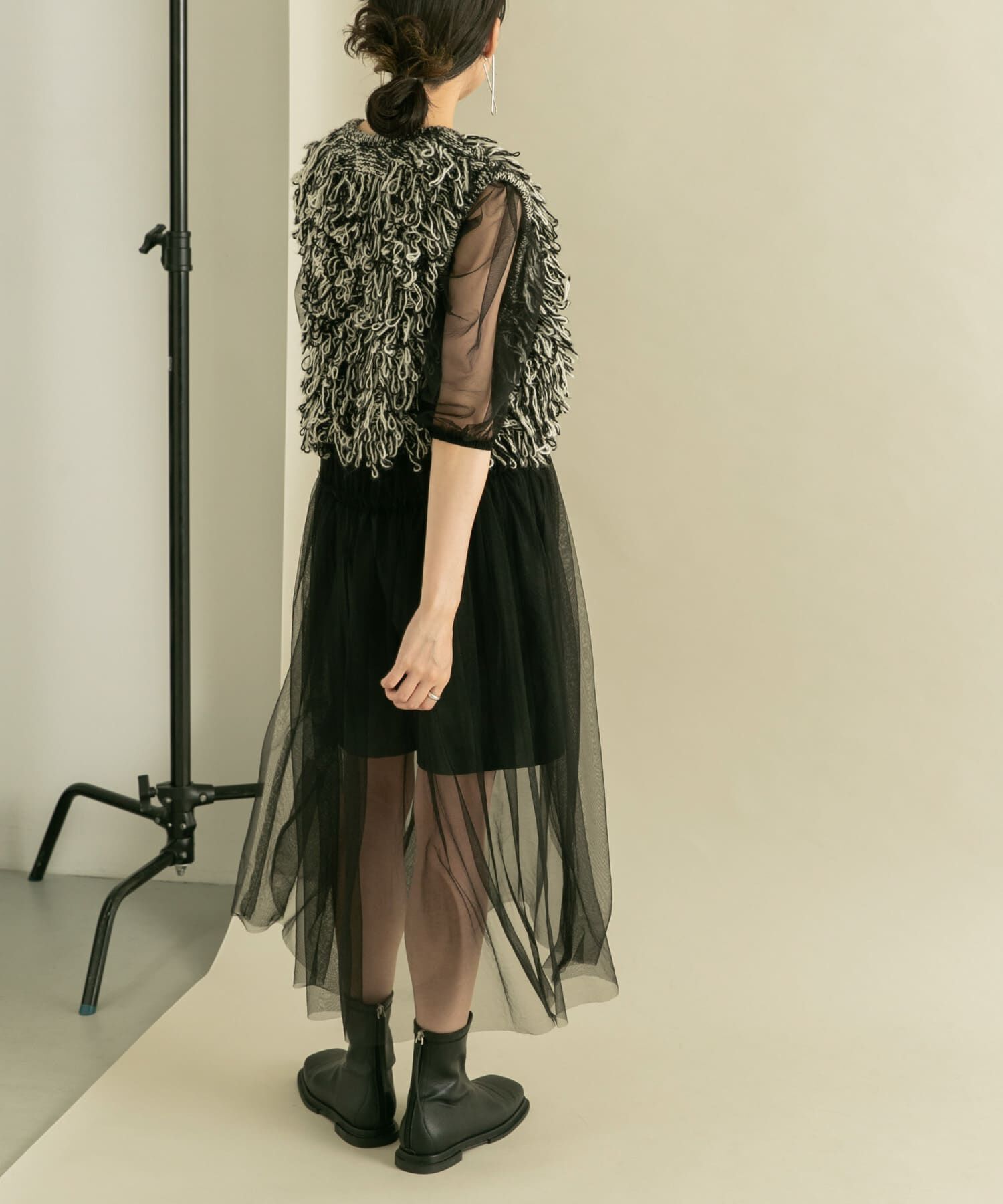  「パワースリーブチュールワンピース」|ワンピース|