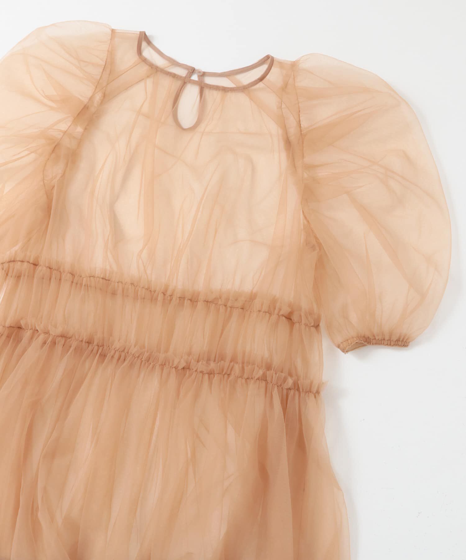  「パワースリーブチュールワンピース」|ワンピース|