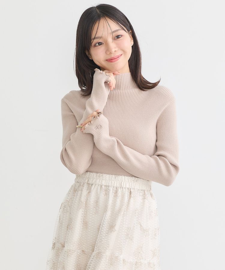 earth music&ecology「袖口刺繍リブニットプルオーバー」|ニット・セーター|