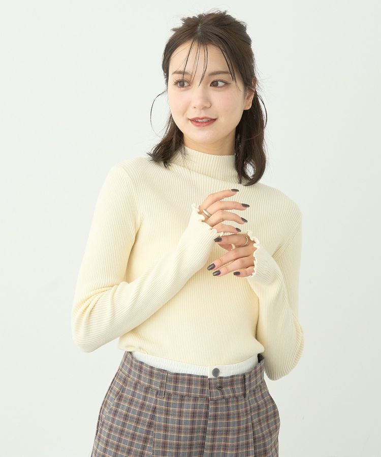 earth music&ecology「袖口刺繍リブニットプルオーバー」|ニット・セーター|