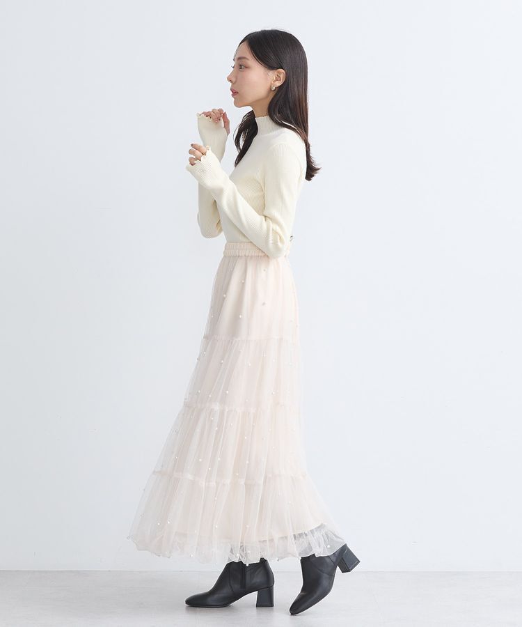 earth music&ecology「袖口刺繍リブニットプルオーバー」|ニット・セーター|