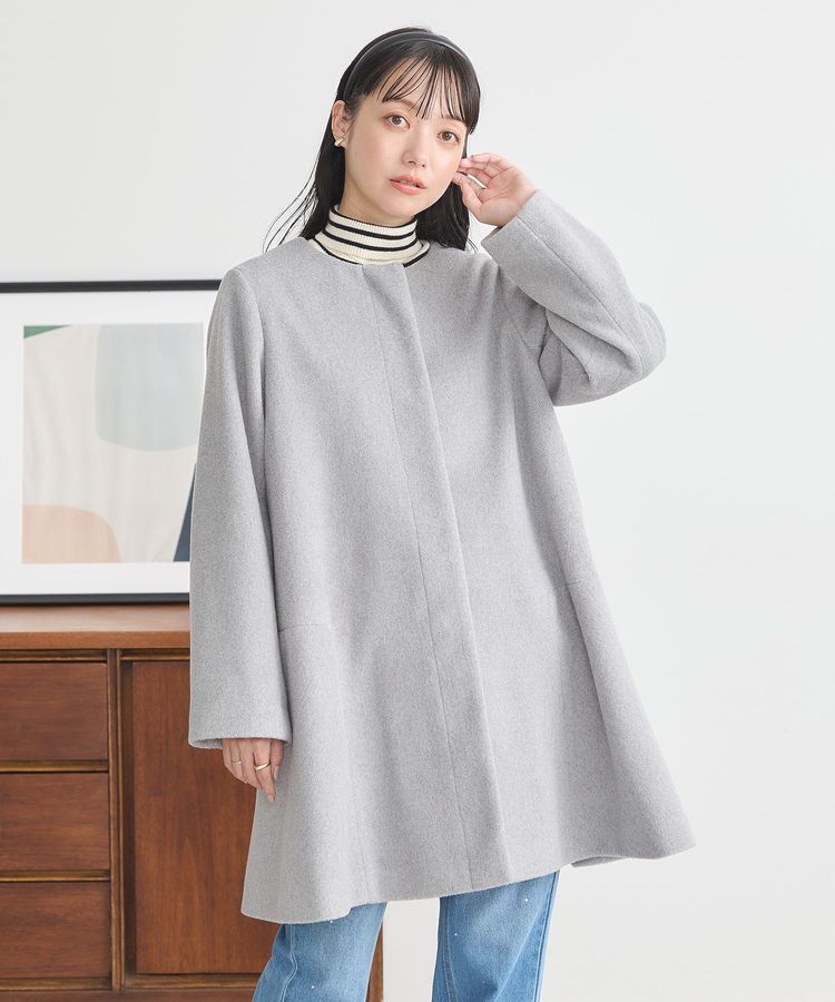 earth music&ecology「ファーカフスノーカラーコート」|ノーカラーコート|