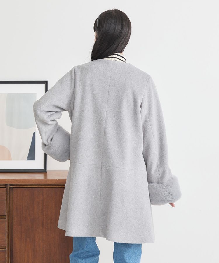 earth music&ecology「ファーカフスノーカラーコート」|ノーカラーコート|