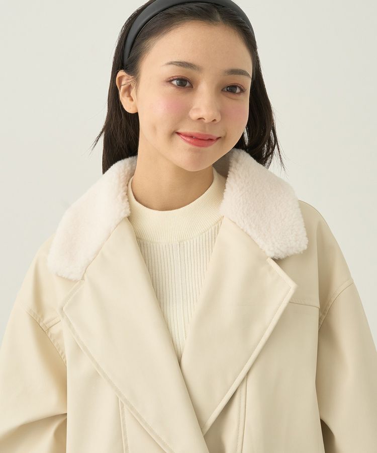 earth music&ecology「ボアテーラードカラーレザーブルゾン」|ブルゾン・スタジャン|