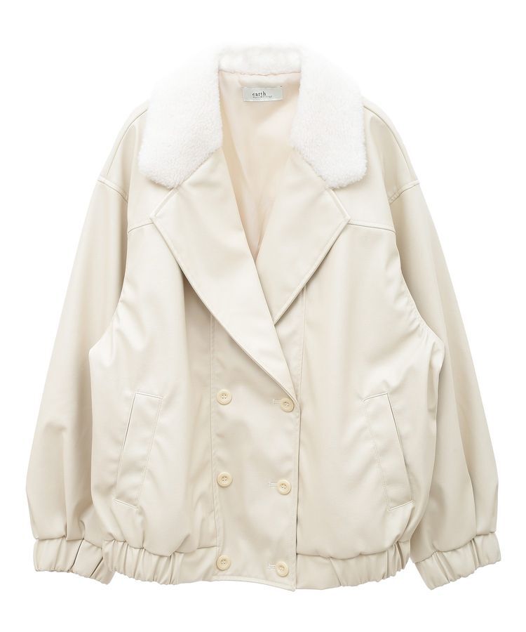 earth music&ecology「ボアテーラードカラーレザーブルゾン」|ブルゾン・スタジャン|