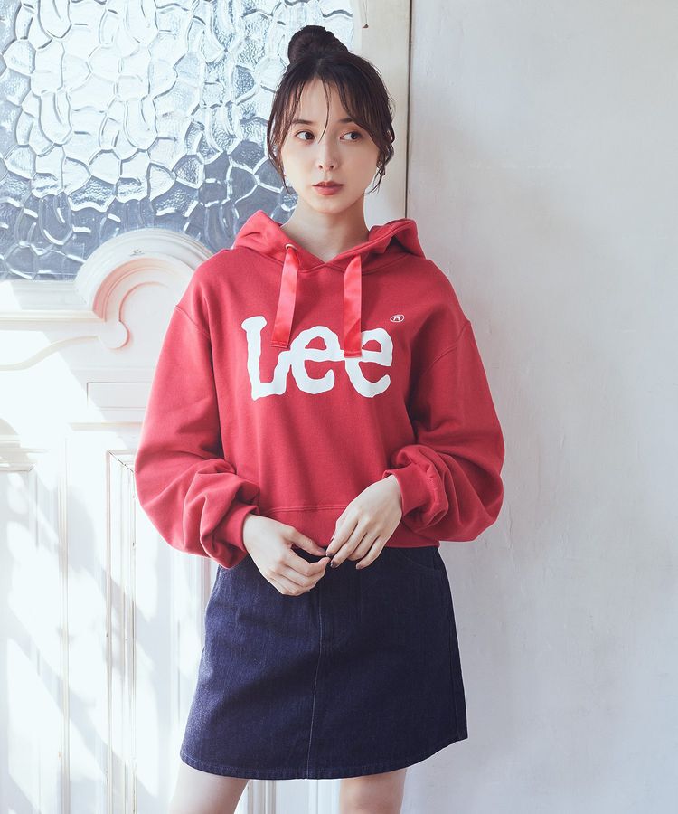 earth music&ecology「Lee&times;e.m.a.eショート丈パーカー」|スウェット・ジャージ|Red