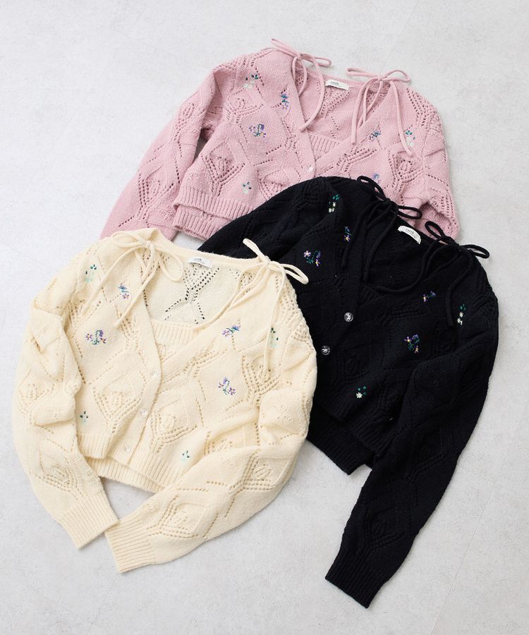 earth music&ecology「SET2点刺繍ビスチェ＋カーディガン」|カーディガン|