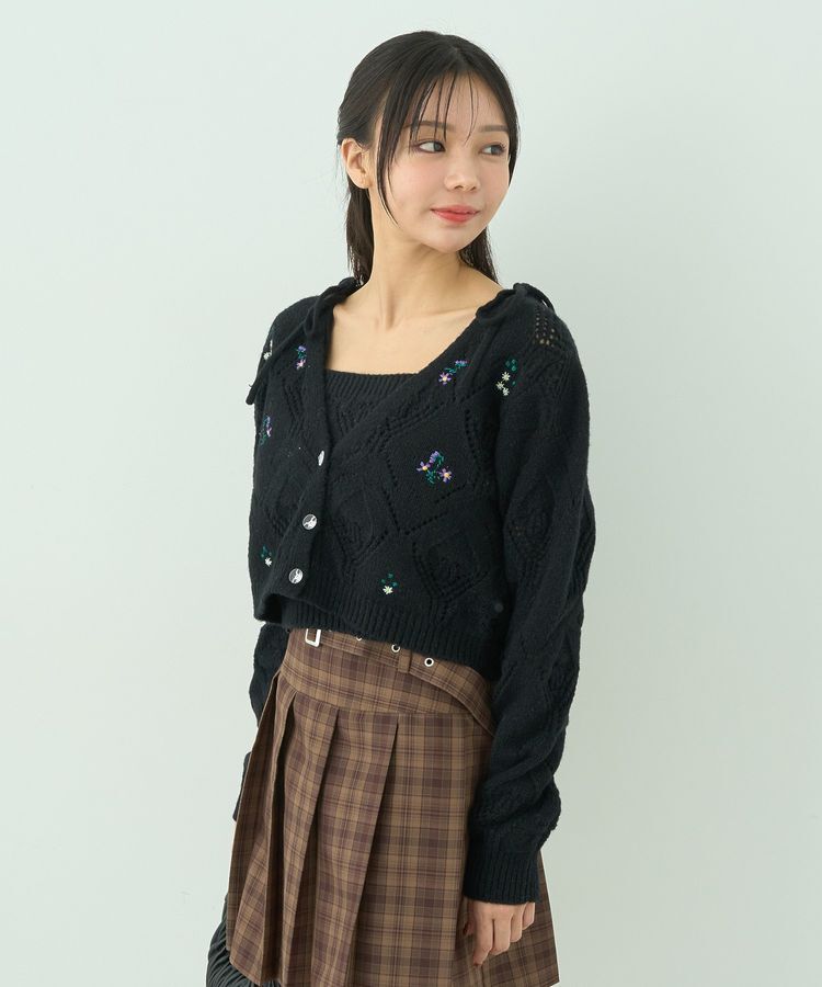earth music&ecology「SET2点刺繍ビスチェ＋カーディガン」|カーディガン|