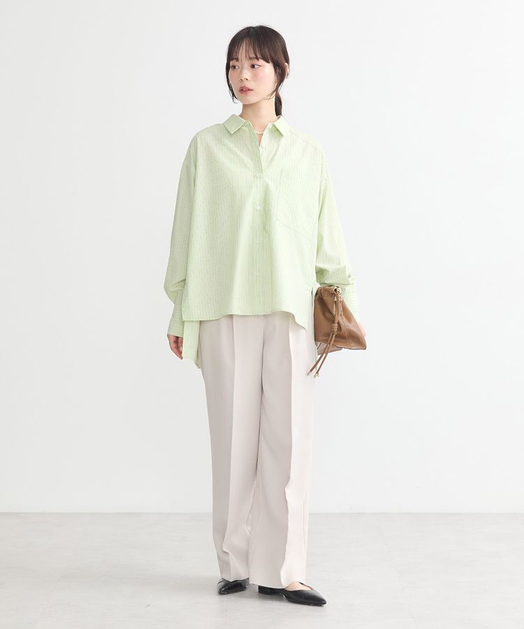 earth music&ecology「サイドスリットストライプオーバーシャツ」|シャツ・ブラウス|