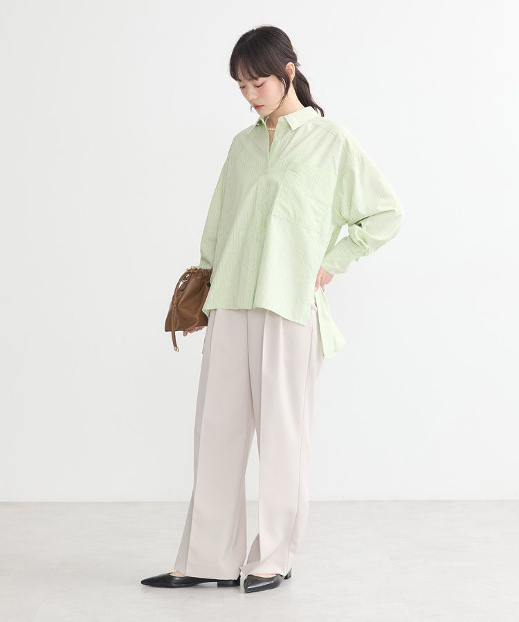 earth music&ecology「サイドスリットストライプオーバーシャツ」|シャツ・ブラウス|