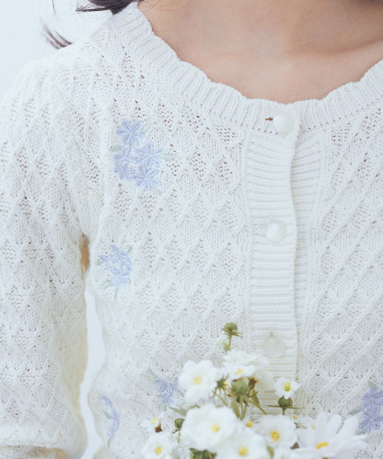 earth music&ecology「フラワー刺繍カーディガン」|カーディガン|