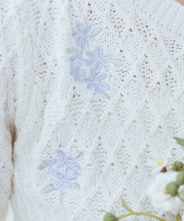 earth music&ecology「フラワー刺繍カーディガン」|カーディガン|
