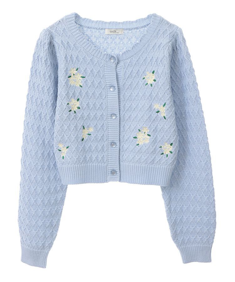 earth music&ecology「フラワー刺繍カーディガン」|カーディガン|