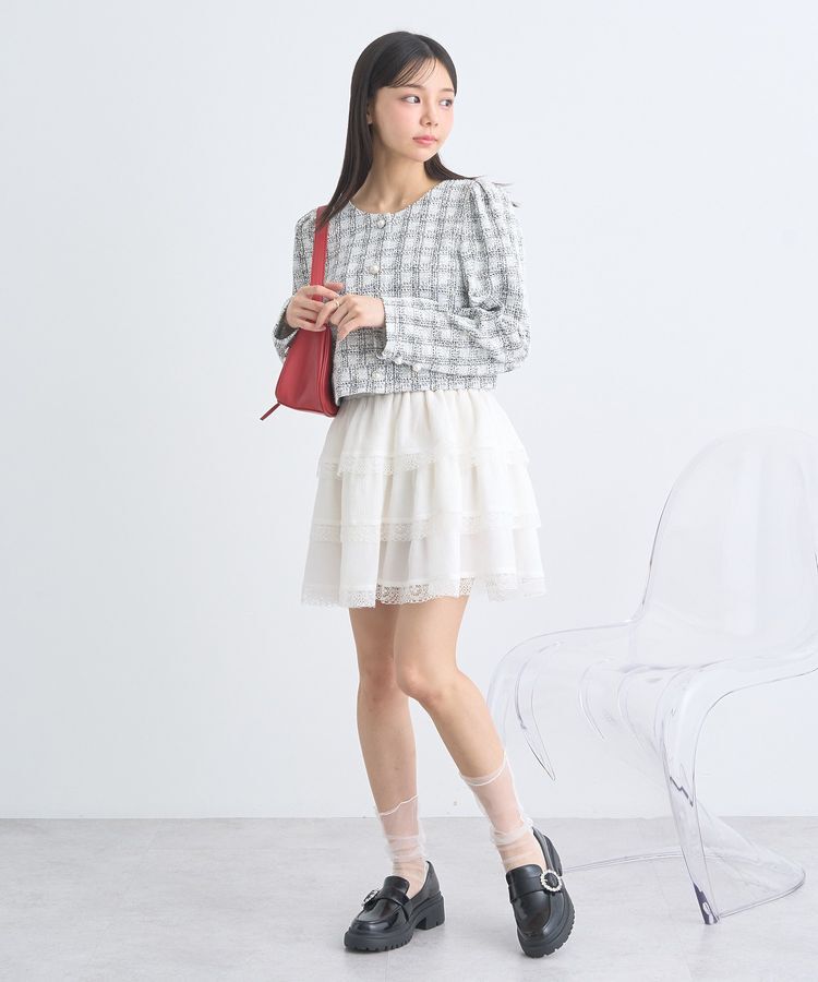 earth music&ecology「カットツイードショートジャケット」|テーラードジャケット|