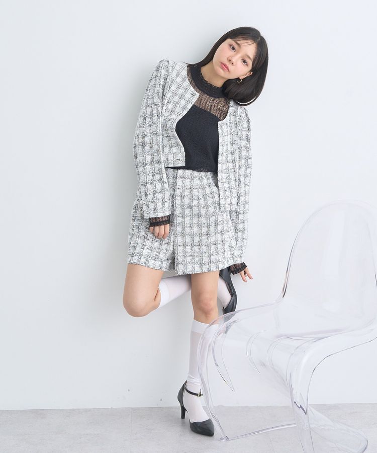 earth music&ecology「カットツイードショートジャケット」|テーラードジャケット|