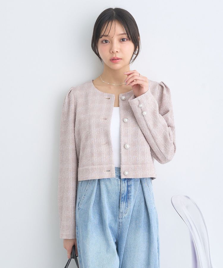 earth music&ecology「カットツイードショートジャケット」|テーラードジャケット|