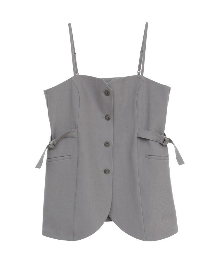 earth music&ecology「フロントボタンビスチェ」|ベスト・ジレ|Gray