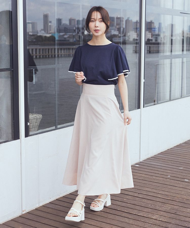 earth music&ecology「パイピングフレアスリーブカットソー」|Tシャツ・カットソー|