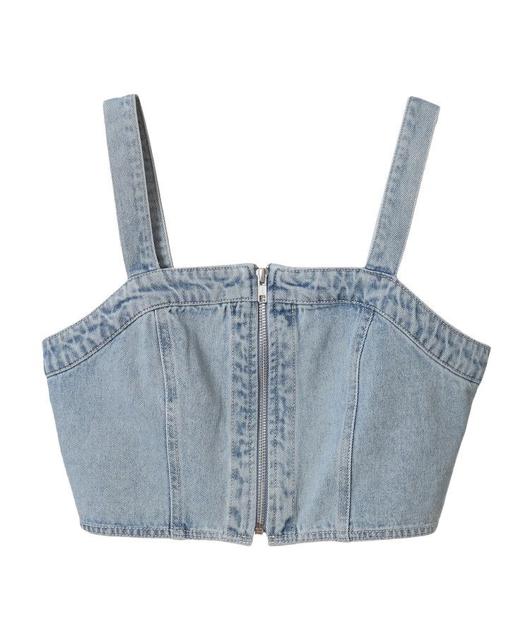 earth music&ecology「フロントジップデニムビスチェ」|ベスト・ジレ|