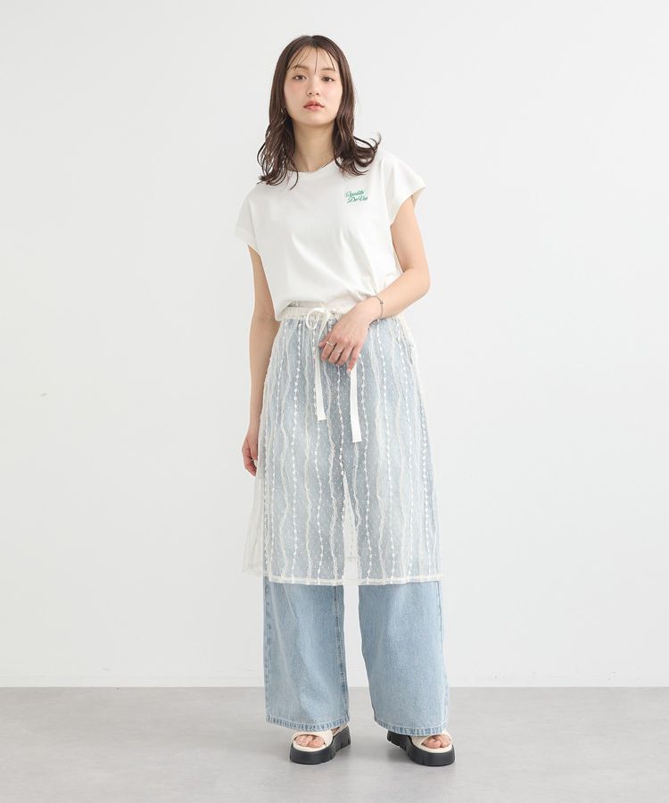 earth music&ecology「ストライプレースレイヤードスカート」|スカート|