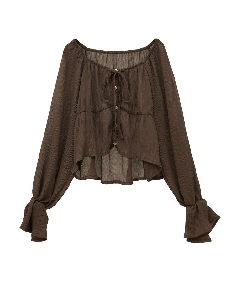 earth music&ecology「ナローリボンくしゅくしゅギャザーブラウス」|シャツ・ブラウス|