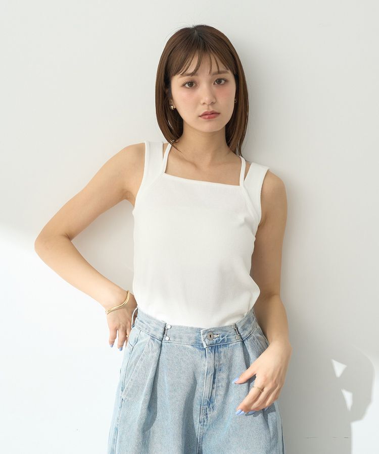 earth music&ecology「レイヤードカットタンクトップ」|キャミソール|