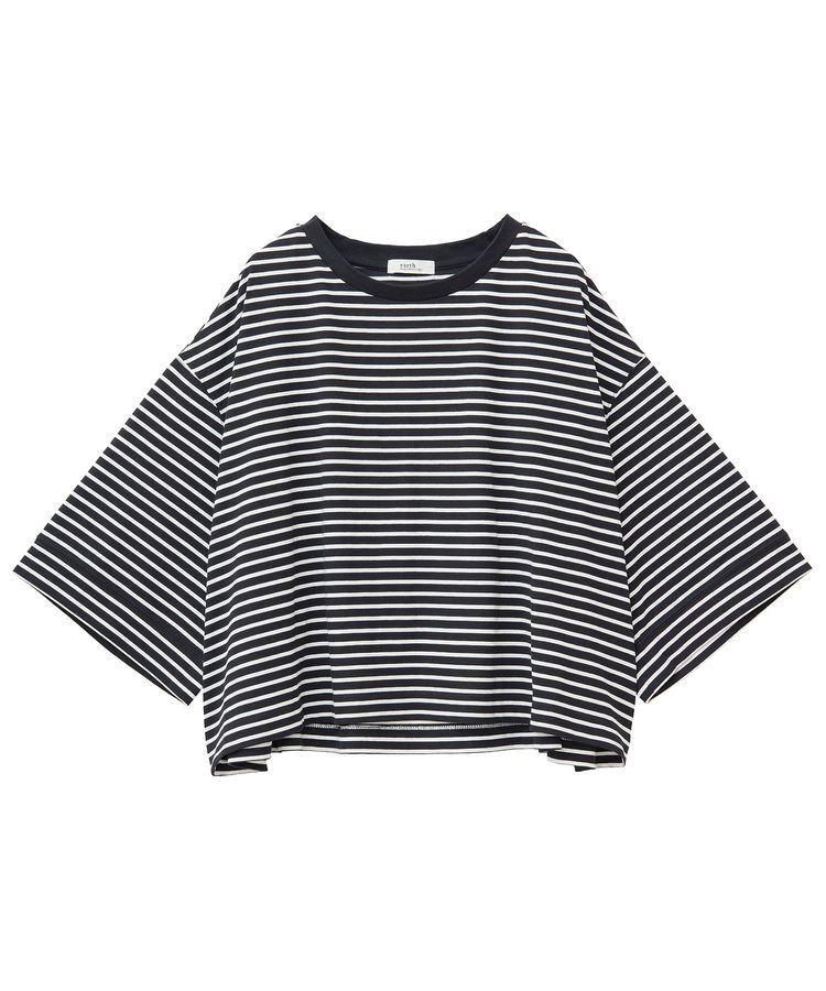 earth music&ecology「バックギャザーTee」|Tシャツ・カットソー|ボーダーブラック