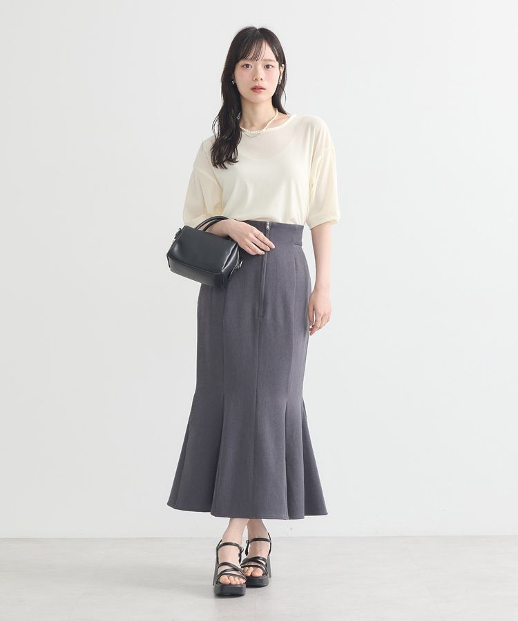 earth music&ecology「フロントジップマーメイドスカート」|タイト|