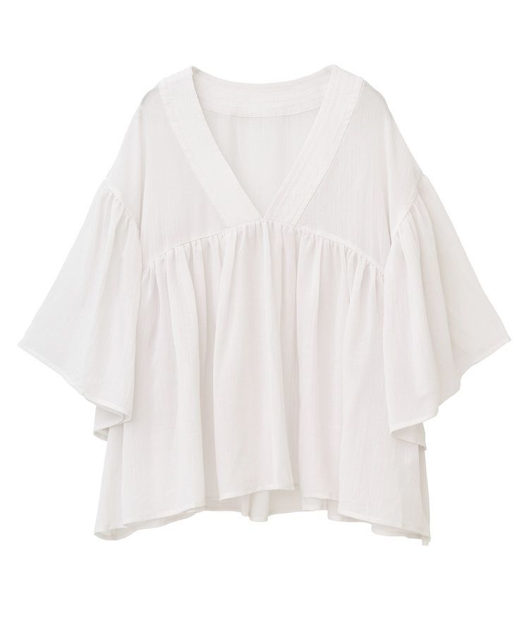 earth music&ecology「Vネックギャザーブラウス」|シャツ・ブラウス|