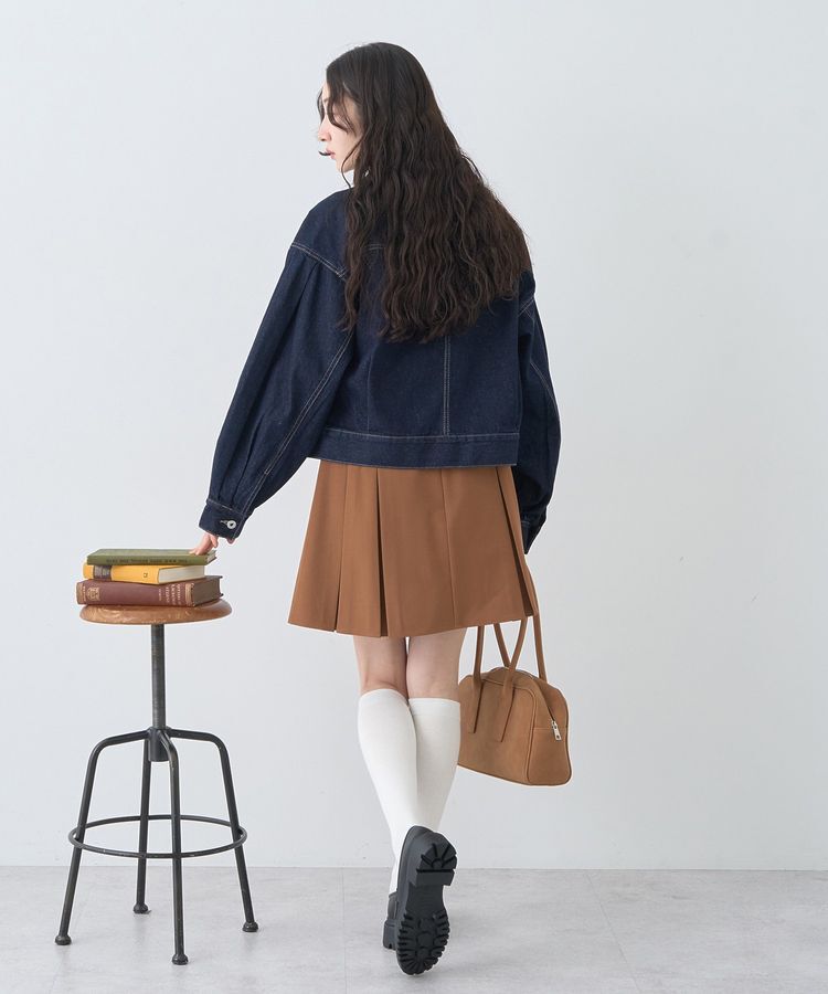 earth music&ecology「ショートジップデニムジャケット」|ブルゾン・スタジャン|