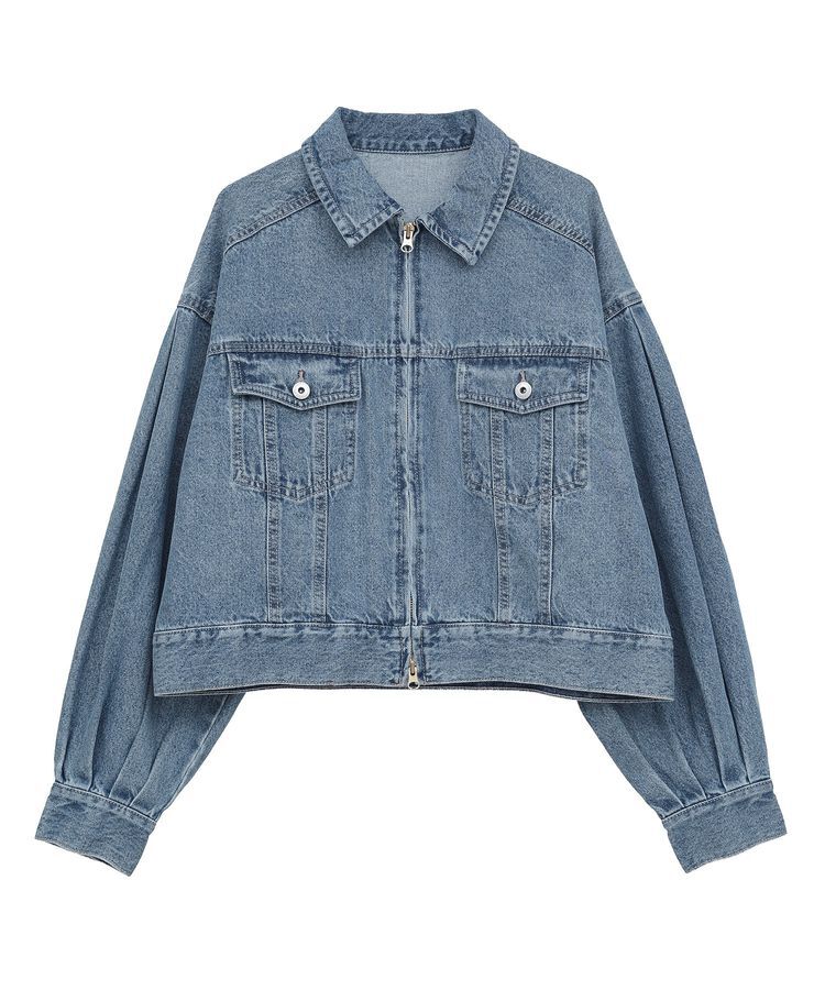 earth music&ecology「ショートジップデニムジャケット」|ブルゾン・スタジャン|