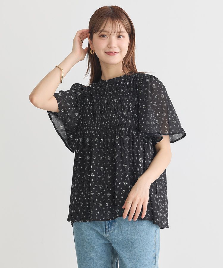 earth music&ecology「マジョリカプリーツ半袖ブラウス」|シャツ・ブラウス|