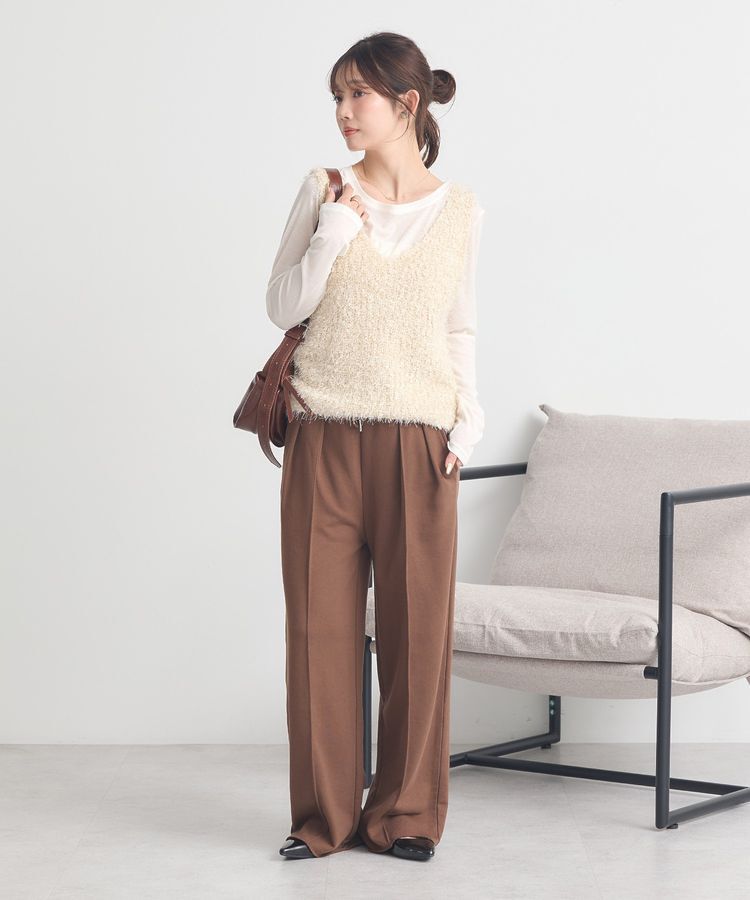 earth music&ecology「ポンポンヤーンベスト」|ベスト・ジレ|