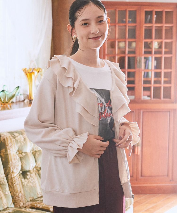 earth music&ecology「フリルカラーZipウラケブルゾン」|カーディガン|